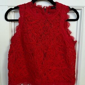 NWOT HARLOWE & GRAHAM Red Lace Sleeveless Crop
